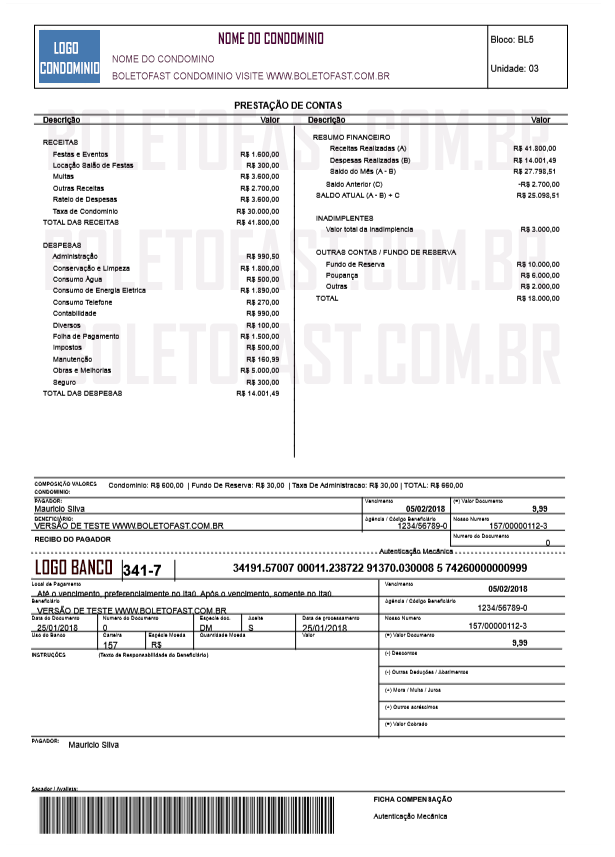 Modelo de Prestação de Contas do Condomínio - BoletoFastCondominio